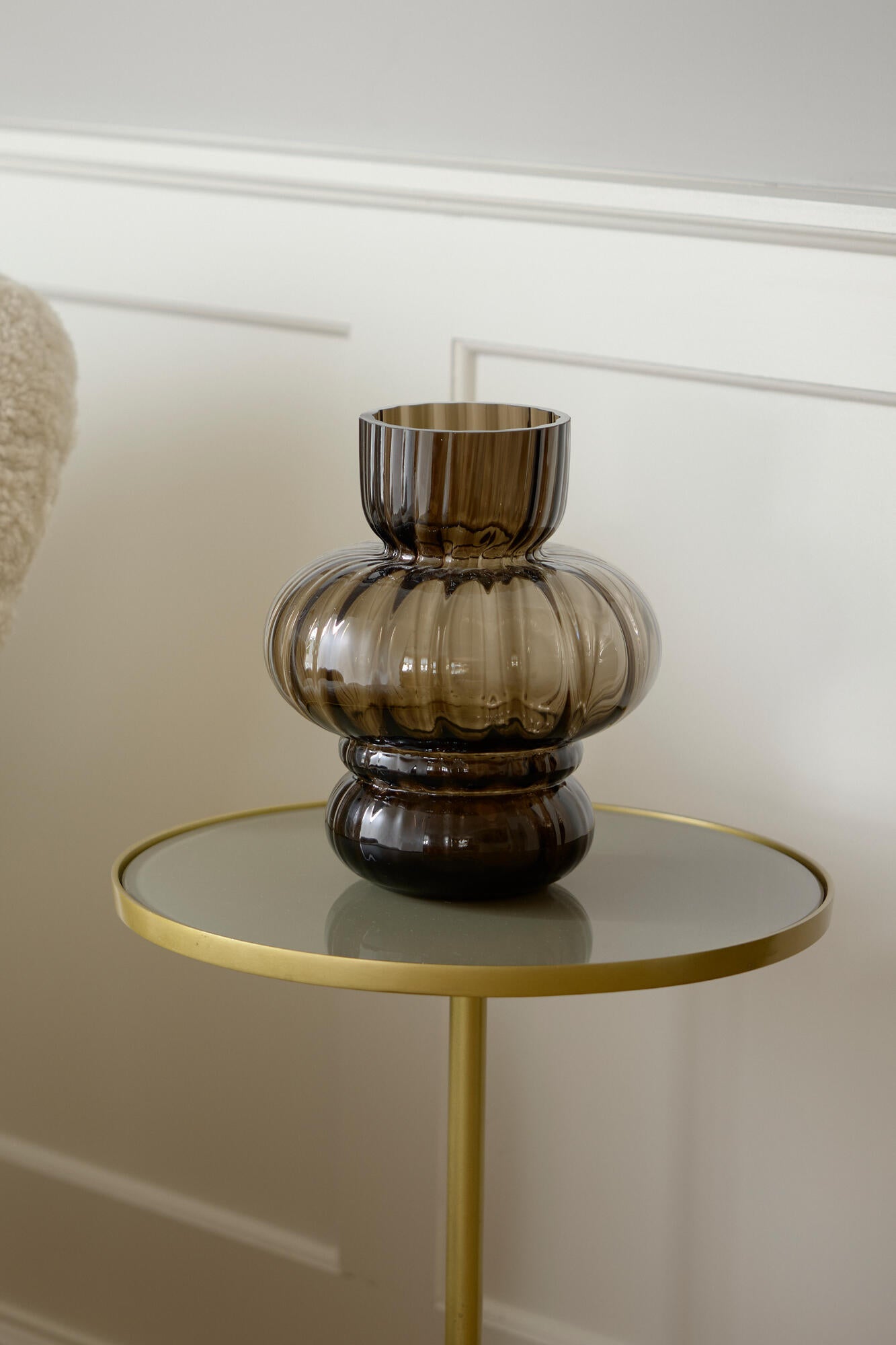 Mundblæst vase, brun - H26 cm